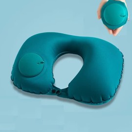Krucio Neck Pillow, Airplane Pillow, U-Shaped Pillow, Neck Pillow, Air Pillow, Manual Press Type, Inflatable, For Travel, Airplanes, Travel, Office, Travel Goods, Portable Pillow (Green)