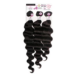 [7A Grade Unprocessed Brazilian Hair] Ali express Brazilian Human Hair 3 Bundles Ocean Wave -3 Bundles in 1 Pack Solution -Naturl Black (18+20+22)