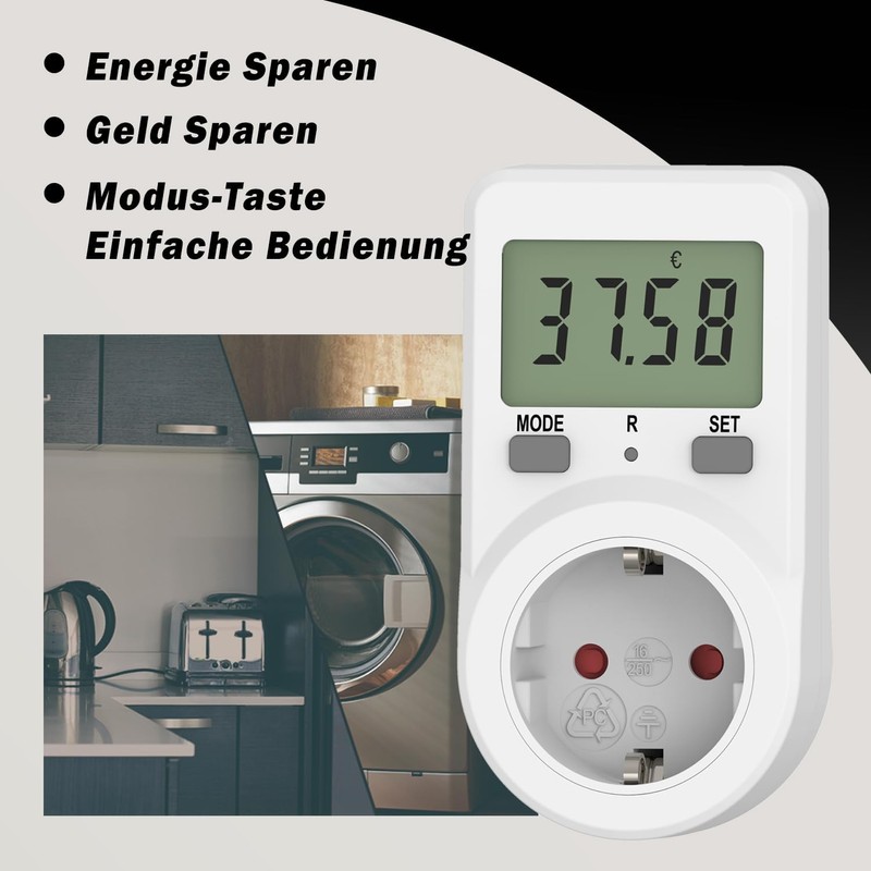 Awootsv Electricity Meter for Socket Power Meter Socket, Energy Cost