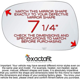 exactafit 8124L Driver Side Mirror Glass Replacement Repair Compatible With 2007-2012 Lexus LS460, 2008-2012 Lexus LS600H