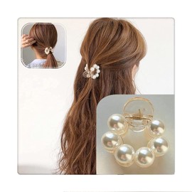 Pearl Hair Claw Hair Clip, Large Pearl Barrette, Hair Arrangement, Accent, Ladies, Adult, Cute, Korean, Orchan, Hair Clip, Hair Clip, Hair Clip, Hair Accessory, Hairpin, Small, Mini Hair Clasp (Large