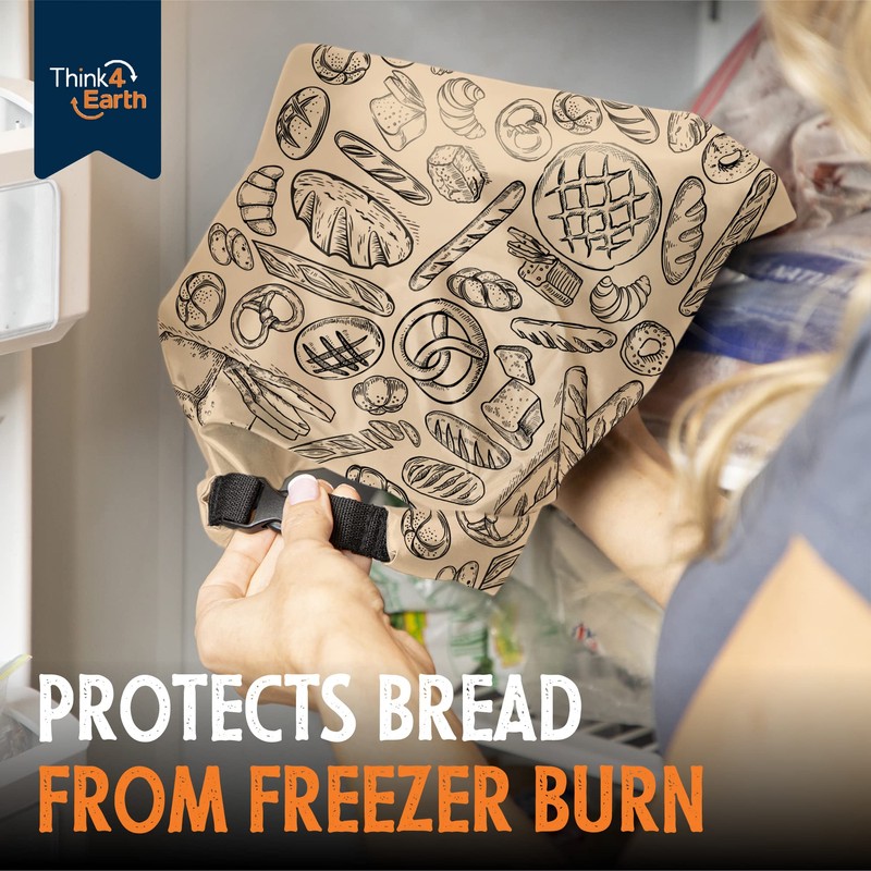 THINK4EARTH® Premium Brown Reusable Bread Bags for Homemade Bread –