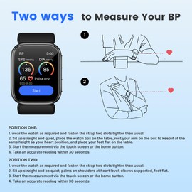 Smart Watch Blood Pressure, 1.95'' Blood Pressure Monitor Watch with Air Pump Cuff, Blood Pressure Watch for Sleep and Sports Tracking for Android iOS Supports Reminder Monitoring, Data Sharing etc