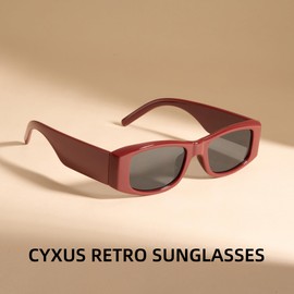 Cyxus Y2K Sunglasses Fashion Glasses Frame UV400 Protection for Travel Driving Fishing Golf 1550, red