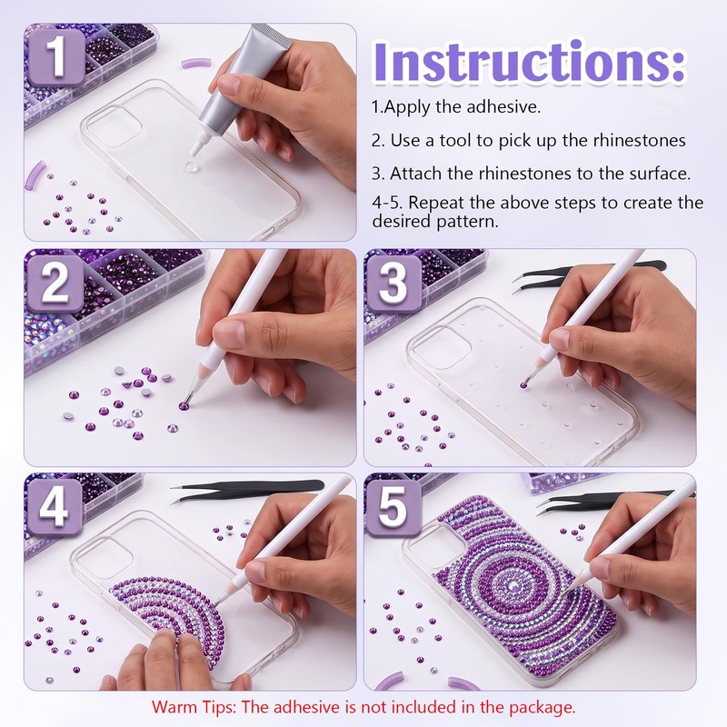 Awubsd 30000 Purple Bedazzling Kit 3/4/5/6 mm Bedazzling Gems