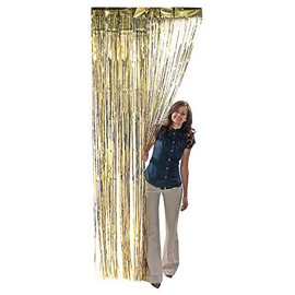 Fun Express - Gold Metallic Fringe Curtain for Party - Party Decor - Door Decor - Door Borders & Curtains - Party - 1 Piece