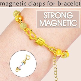 OHINGLT 14K Gold Plated 925 Sterling Silver Magnetic Necklace Clasps and Closures,Gold and Silver Bracelet Clasp Converter for Jewelry Making Supplies,Chain Extender Connector for Bracelet