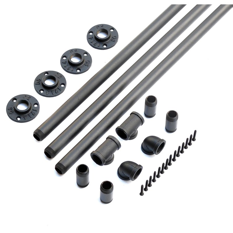 DIYHD 14FT Wall Mount Pipe Handrail for Stairs,Industrial Rustic Black