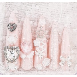 Gorgeous lovely bling full parts handmade nail tips / 화려러블리블링 풀파츠 수제네일팁