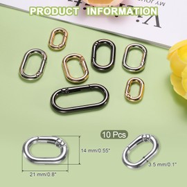 sourcing map 10 Pcs Spring O Rings Oval Metal Clips 0.8 Inch Spring Key Ring Buckle Clasps Connector Accessories for Bags Handbags Luggage Purse Hardware Keychain DIY Crafts, Silver