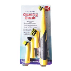 4 in 1 Electric Cleaning Brush, Household Cleaning Brushes, Handheld Cordless Tub Tile Brush Oscillating Cleaning Tool, Kitchen Bathroom Accessories, Yellow and Black