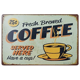 JIMOWANG Fresh Brewed Coffee Vintage Metal Signs for Cafes Bars Pubs Shop Wall Decorative Funny Retro Signs 8 x 12 Inch