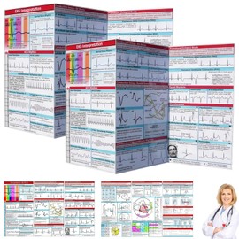 ECG Pocket Guide - Double Sided ECG Interpretation Card ECG Pocket Manual with Rhythm Guide - Quick Reference for Nursing, Hospital, EGK Device for Home