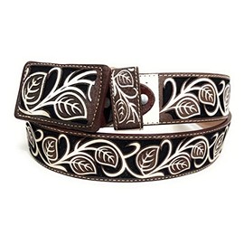 Cinto Vaquero Navajeado, Cinto Charro Laser Con Guia, Men's Western Belt (36)