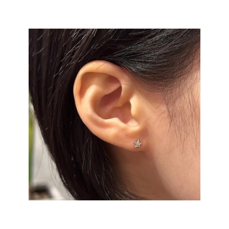 Basic Star Stone Silver Piercing OTEP24713N White / 베이직 스타