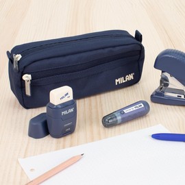 MILAN Rectangle Pencil Case with 2 Zippers Series 1918 Navy Blue 081148SNCB