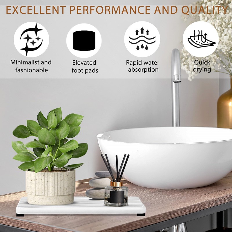 3PCS Water Absorbing Stone Tray, Fast Drying Stone Sink Tray,