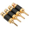 4Pcs Banana Plug Brass Gold Plated Black Carbon Fiber Shell