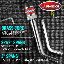 Trailer Hitch Lock - Hitch Pin Lock 1/2" and 5/8", Heavy Duty Brass Core Locking Mechanism, 3'' & 3-1/2" Extra Long Effective Length for Class I - V Hitch (Tow Receivers 1-1/4”, 2” and 2-1/2")