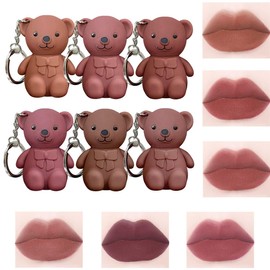 Pink Bear Keychain Lipstick, Non-Stick Lip Gloss, Never Fade Liquid Lipstick, New Portable Lipstick, Cute Lip Makeup, High Color, No Makeup Removal, Strong Adhesion, Long Lasting, All Day Shiny, Not