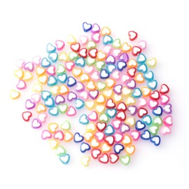 Ruwado 150 Pcs Heart Shape Beads with 2 Holes Acrylic Multi Color Love Mixed Flat Loose Pony Beads for DIY Jewelry Making Bracelet Necklace Crafting Key Chain Ring Earring (Heart)