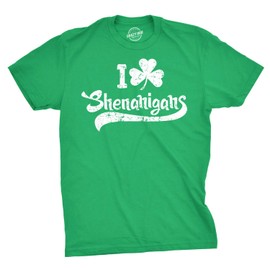 Mens St Patricks Day Shirt – Funny Irish I Clover Shenanigans Tee, Lucky Clover Graphic T Shirt, Soft Cotton Green Shamrock Outfit for Pub Crawls and Holiday Parties - Green - 3XL