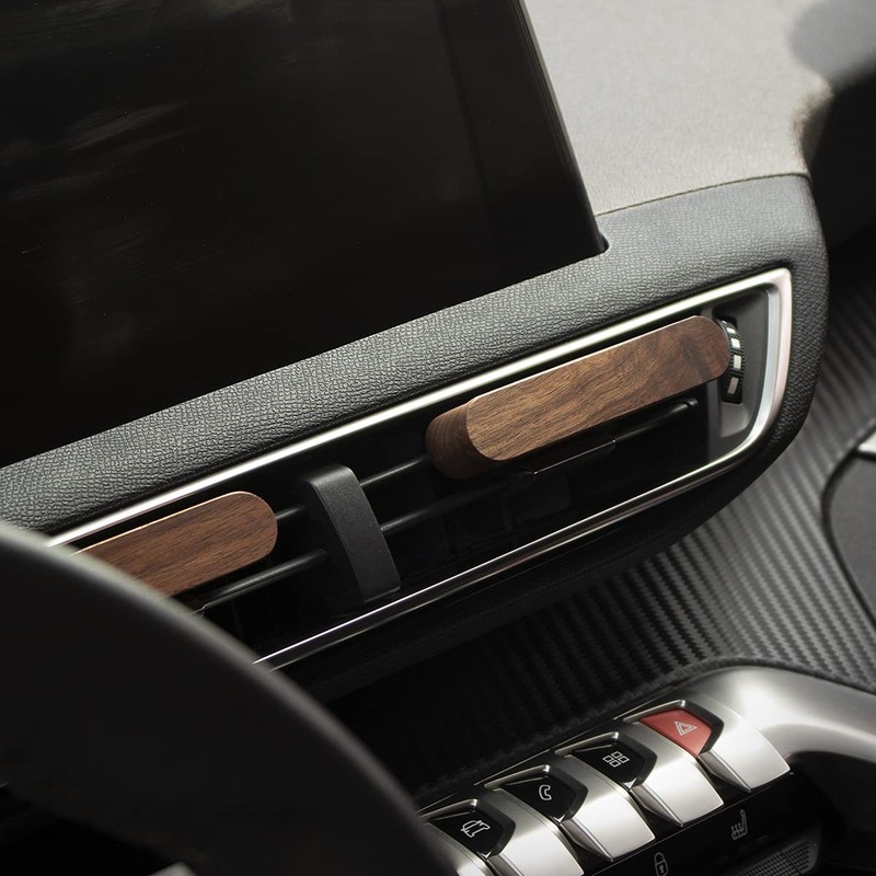 iwoohome アロマディフューザー 車用 クリップ 天然ウッド使用 車 芳香剤 容器 アロマストーン ティンバーカーディフューザー