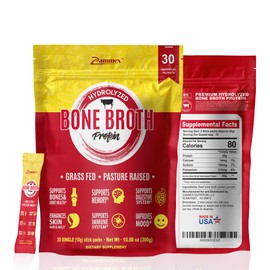 Zammex Bone Broth Collagen Packets-20g Collagen Protein-Bone Broth Powder to Go-30 Travel Packets-Supports Skin Nails Joints, Gut Health | Gluten-Free |Keto & Paleo Friendly-Natural Flavor