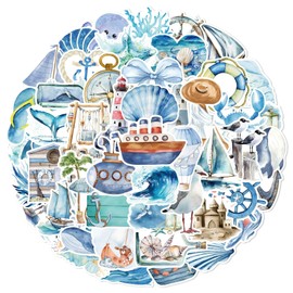 Pack of 50 Sea Animal Stickers Pack Fish Ocean Sticker Set Waterproof Vinyl Stickers for Laptop Children Cars Motorcycle Bicycle Skateboard Luggage Suitcase Computer Sticker Graffiti Decal
