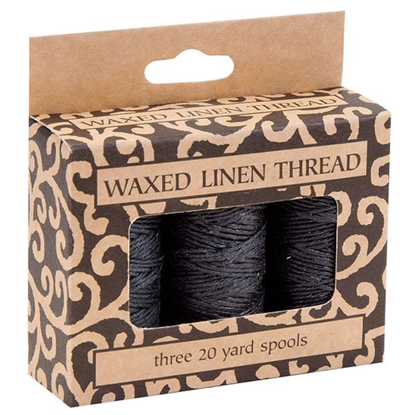Lineco Waxed Genuine Linen Thread, 20 Yards, Pack of 3 Spools: Black (BBHM209)