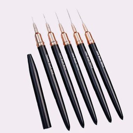 Metallic Nail Art Liner Brushes Set, Nail Art Dotting Tool, 5 pcs UV Gel Polish Painting Tool for Long Lines,Thin Details,Fine Drawing,Nail Art Pen for DIY Nail Art, Size 5/8/12/20/25mm