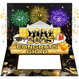 3D Pop-Up 2025 Graduation Cards with Envelope, Graduation Greeting Card with Lights & Sounds, Class of 2025 Congrats Grad Card for High School College Daughter Son Congratulation Graduation Gifts