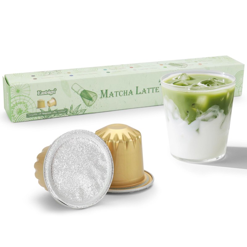 Eastsign Sweetened Matcha Latte Pods Compatible with Nespresso, Creamy &