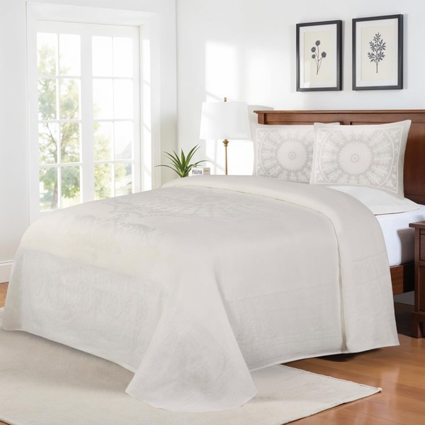 SUPERIOR Cotton Blend Bedspread 3-Piece Set, Light Weight Blanket, 2