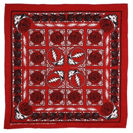 Sunshine Joy Grateful Dead Skull & Roses Bandana Red