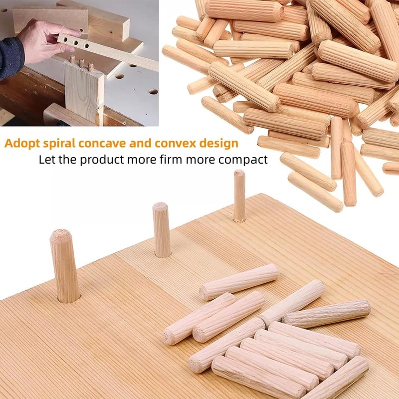 180PCS Wooden Dowels, 3 Sizes 6mm 8mm 10mm Round Dowel