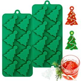 Webake Christmas Tree Silicone Molds for Ice Cube 8-Cavity Christmas Tree Molds for Ice Cubes, Chocolate, Soap, Wax Melt, Candy (Pack of 2)