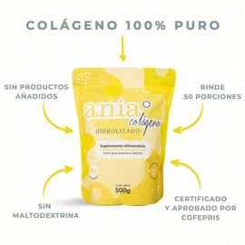 Colgeno hidrolizado en polvo 100 puro  Presentacin de 500g  Suplemento natural a base de protena  Sin grasas, sin carbohidratos, sin gluten, sin...   