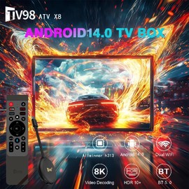 Android TV Stick 8K, Smart TV Stick Android 14.0, 8K Ultra UHD, Dual WiFi 5G | Bluetooth 5.0 | Voice Remote, TV98 ATV X8 latest version