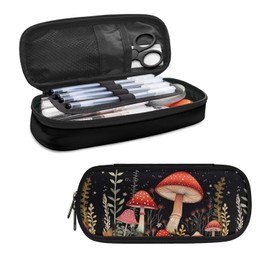 HELLHERO Mushroom Pencil Case for Women Teen Girls Kids Pen Bag Sturdy Pencil Pouch Holder Stationery Organzier Aesthetic School Supplies Office Zipper Pouches