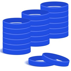 Lesnala 24Pcs Royal blue color blank silicone bracelet Solid color rubber wristbands Stretch wristbands for events Men Women Teen Games Teams Party Favors