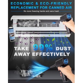 Compressed Air Duster, 50000RPM 3 Gear Electric Blower with LED Light, Powerful Alternative to Can, Keyboard Cleaner 6000mAh Rechargeable Cordless Portable for Car Computer