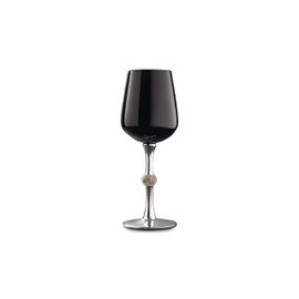 Vikko Décor Black and Silver Wine Glasses: 11 Oz Wine Tasting Glass – Decorative Wine Glass with Diamante Accented Stem – Fancy Stemmed Wine Glasses Set of 12 – 9.2” x 2.4” Stemware