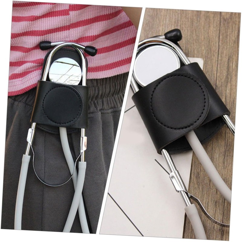Ciieeo 2pcs Leather Stethoscope Holder Clip Portable Stethoscope Protector for