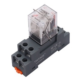 TWTADE/AC 24V Relay 10A Electromagnetic Power Coil Relay 8 Pins DPDT 2NO+2NC with Indicator Light and Socket Base -YJ2N-LY
