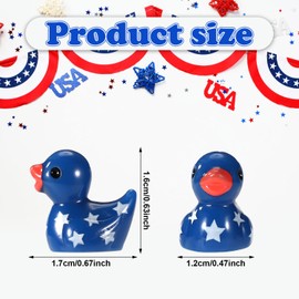120pcs 4th of July Mini Ducks, Independence Miniature Resin Duck Memorial Patriotic Red White Blue Small Animals Tiny Desktop Dollhouse Micro Landscape Decorations and Party Favors
