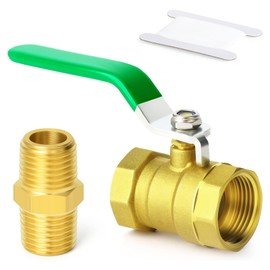 TAILONZ 1 Piece Heavy Duty Brass Ball Valve, 1/2 PT Female x 1/2 PT Female Ball Valve with Male Pipe Fitting