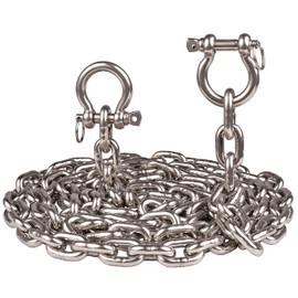 Deck Man 316 Stainless Steel 5/16" Boat Anchor Lead Chain with 2 Pack 3/8" Anti-Off Shackles, Marine Grade (4 FT)