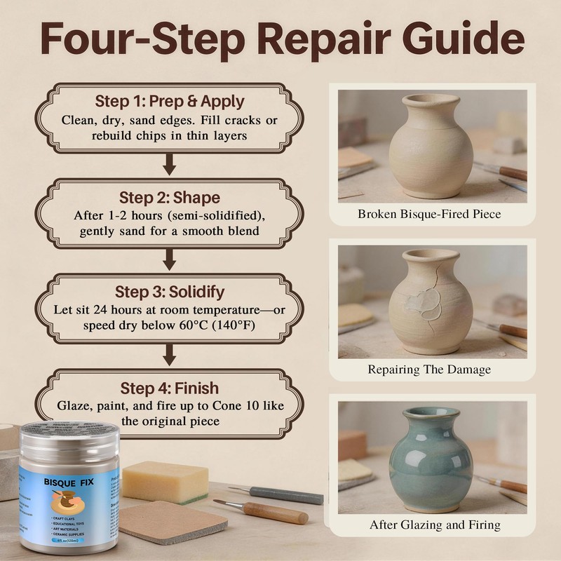 Lounsweer 4 Ounce Bisque Fix for Ceramic Clay or Bisque,