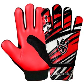 Keeperking Goalkeeper Gloves Children, Boys and Girls, Junior Football Gloves Football Player Gloves for Boys Goalkeeper Gloves Multiple Colours Size 4-7 (6, Red-Black-White)